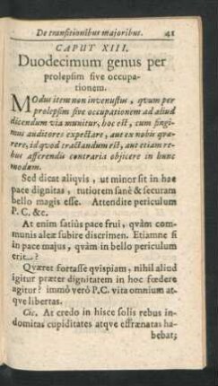 Caput XIII. Duodecimum genus per prolepsin sive occupationem.