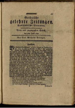 Drey und zwanzigstes Stück, den 9ten Junii 1792.
