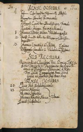 Winterhalbjahr 1628/1629. Rektorat Theodor Thumm