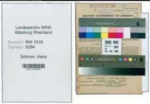 Entnazifizierung Hans Schrum , geb. 27.11.1907 (Chemiker)