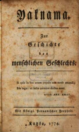 Yaknama : Zur Geschichte des menschlichen Geschlechts