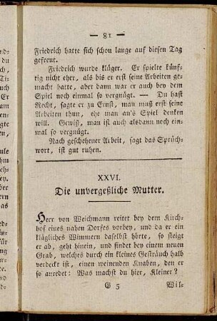 XXVI. Die unvergeßliche Mutter