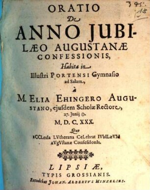 Oratio de anno iubilaeo Augustanae confessionis