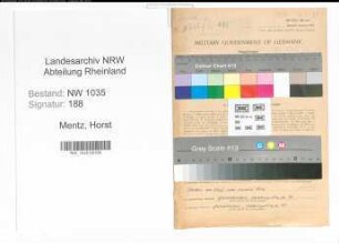 Entnazifizierung Horst Mentz , geb. 03.06.1903 (BauIng.)