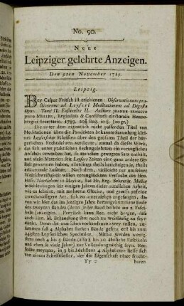 No. 90. Den 9ten November 1789.