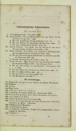 Chronologische Uebersichten