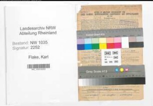 Entnazifizierung Karl Flake , geb. 04.06.1901 (Techniker)