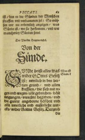 Der Vierdte Heuptartickel. Von der Sünde.