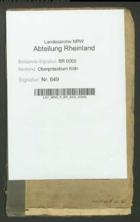 Übersicht der im Oberpräsidialbezirk vorhandenen Straßen