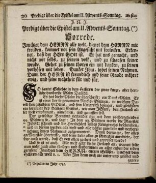 Predigt über die Epistel am II. Advents-Sonntag.