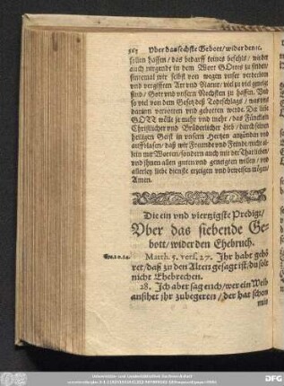 Die ein und viertzigste Predigt/ Uber das siebende Gebott/ wider den Ehebruch.