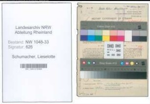 Entnazifizierung Lieselotte Schumacher , geb. 27.04.1915 (Lehrerin)