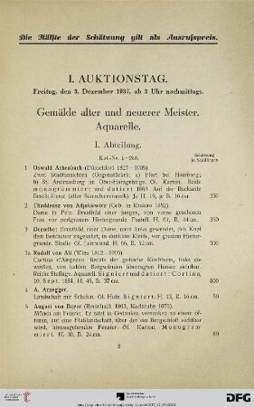 Gemälde alter und neuerer Meister Aquarelle (Nr. 1-56)