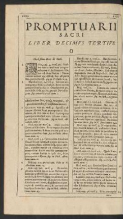 Promptuarii Sacri Liber Decimus Tertius. O