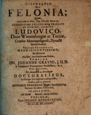 Disputatio De Felonia