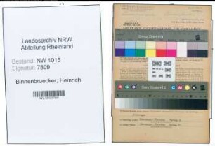 Entnazifizierung Heinrich Binnenbruecker , geb. 31.05.1909 (Konstrukteur)