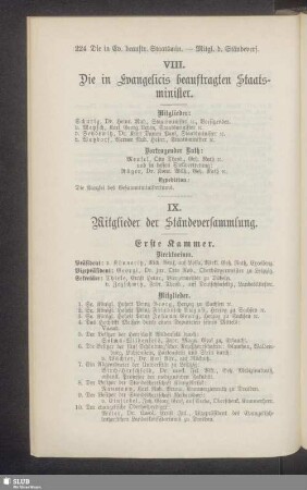 VIII. Die in Evangelicis beauftragten Staatsminister