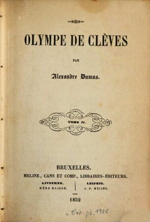 Olympe de Clèves : par Alexandre Dumas, 2