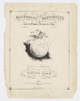 Allegorie der Zeit auf dem Globus, Titelblatt der Folge "Geschichte Mazedoniens"