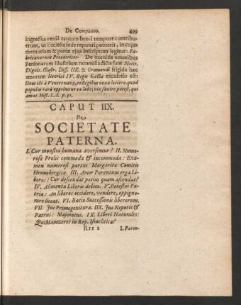 Caput IIX. De Societate Paterna.