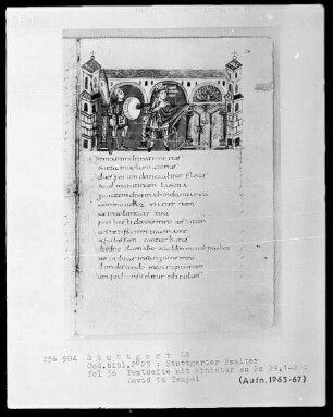 Der Stuttgarter Bibelpsalter — David speist den Herrn, Folio 36recto