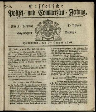 Nr. 2, Sonnabend, den 6ten Januar 1816