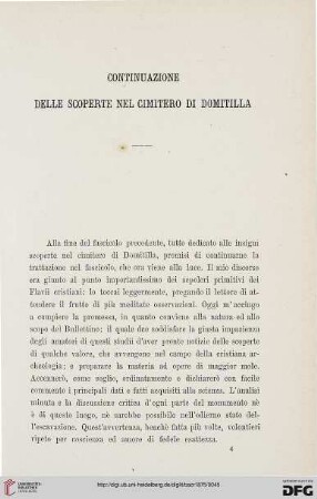 2.Ser.6.1875: Continuazione delle scoperte nel cimitero di Domitilla