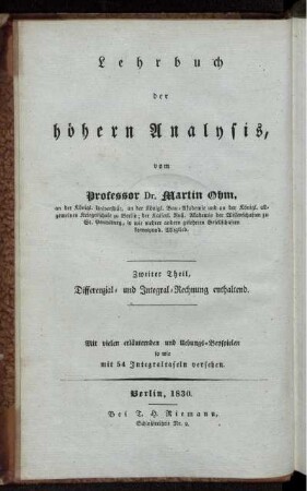 Theil 4: Versuch eines vollkommen consequenten Systems der Mathematik. Vierter Theil