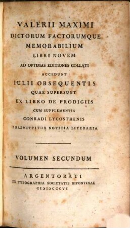 Valerii Maximi Dictorum Factorumque Memorabilium Libri Novem : Ad Optimas Editiones Collati. 2