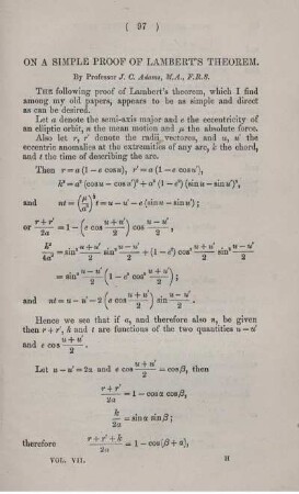 On a simple proof of Lambert's theorem.