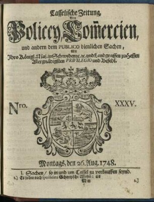 Nro. XXXV, Montags, den 26. Aug. 1748