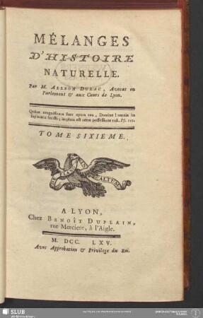 6: Mélanges D'Histoire Naturelle