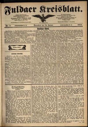 Erste Ausgabe vom Samstag, den 24. Januar 1903.