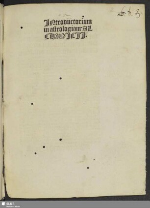 Jntroductorium in astrologiam Alchabjcjj