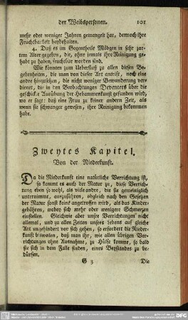 Zweytes Kapitel. Von der Niederkunft