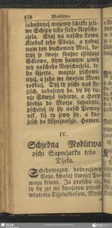IV. Schjedna Modlitwa pschi Sapocżatku teho Dżeła