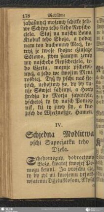 IV. Schjedna Modlitwa pschi Sapocżatku teho Dżeła