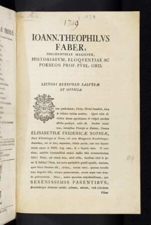 Ioann. Theophilus Faber, ...