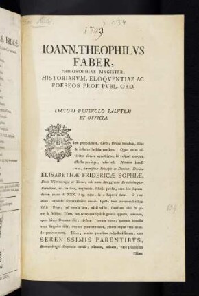 Ioann. Theophilus Faber, ...