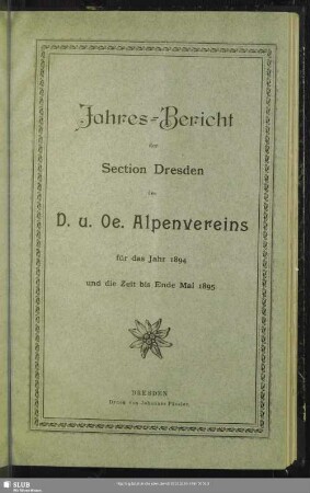 1894/95: Jahresbericht : für die Kalenderjahre ..