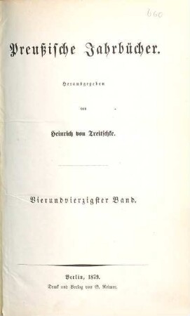Preußische Jahrbücher. 44, 44. 1879