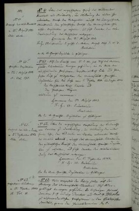 Berufung der außerordentlichen Professoren der theologischen Fakultät Dunker und Wieseler; Berufung des außerordentlichen Professors der medizinischen Fakultät Bergmann; Berufung des außerordentlichen Professors der philosophischen Fakultät Roscher.