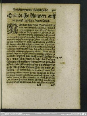 Gründliche Antwort auff die Zwölffte und letzte Haupt Ursach