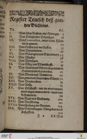Register Teutsch deß gantzen Buechleins