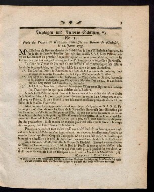 Beylagen und Beweis-Schriften.