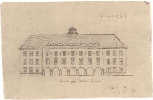 Billing, Hermann; Karlsruhe (Baden-Württemberg), Ritterstr.; Bebauung Ettlinger Tor, Städtische Feuerwache - Fassade an der Ritterstraße, Variante (Ansicht)