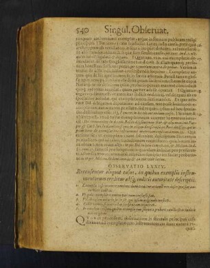 Observatio LXXIV. Recensentur aliquot casus, iin quibus exemplis instrumentorum creditur absq, iudicis autoritate descriptis.