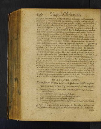 Observatio LXXIV. Recensentur aliquot casus, iin quibus exemplis instrumentorum creditur absq, iudicis autoritate descriptis.