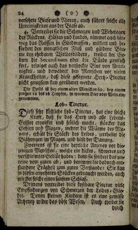 Lob- Tinctur. - Die vortrefliche Medicina.