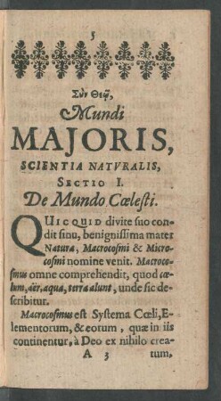 Mundi Maioris, Scientia Naturalis